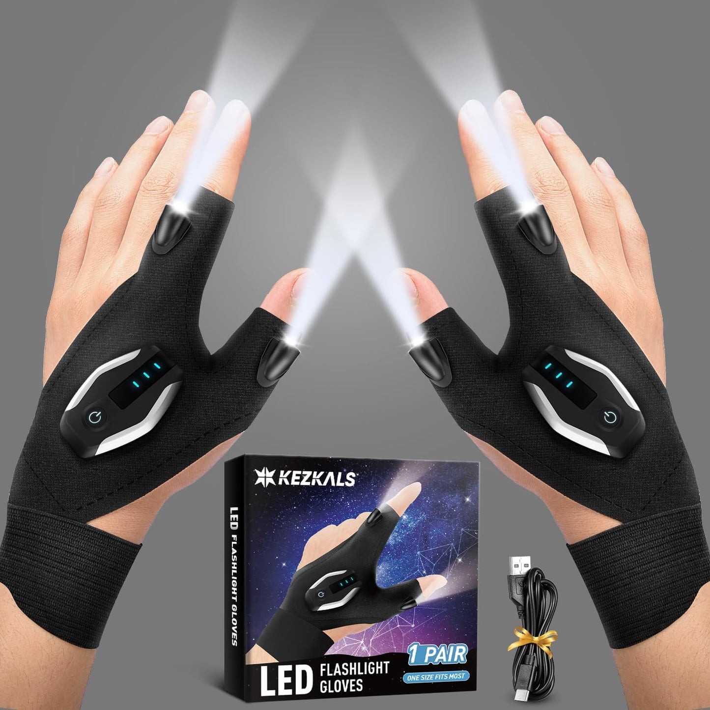 GUANTES CON LUZ LED RECARGABLE