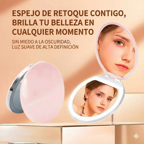 Espejo LED Compacto Recargable con Aumento 5X - Edición de Lujo
