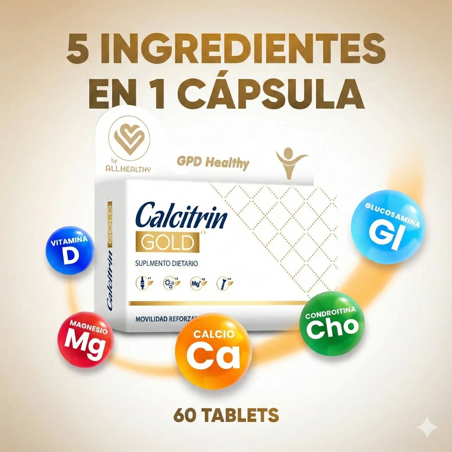 Calcitrin Gold Suplemento dietético, refuerzo de movilidad, 60 tabletas
