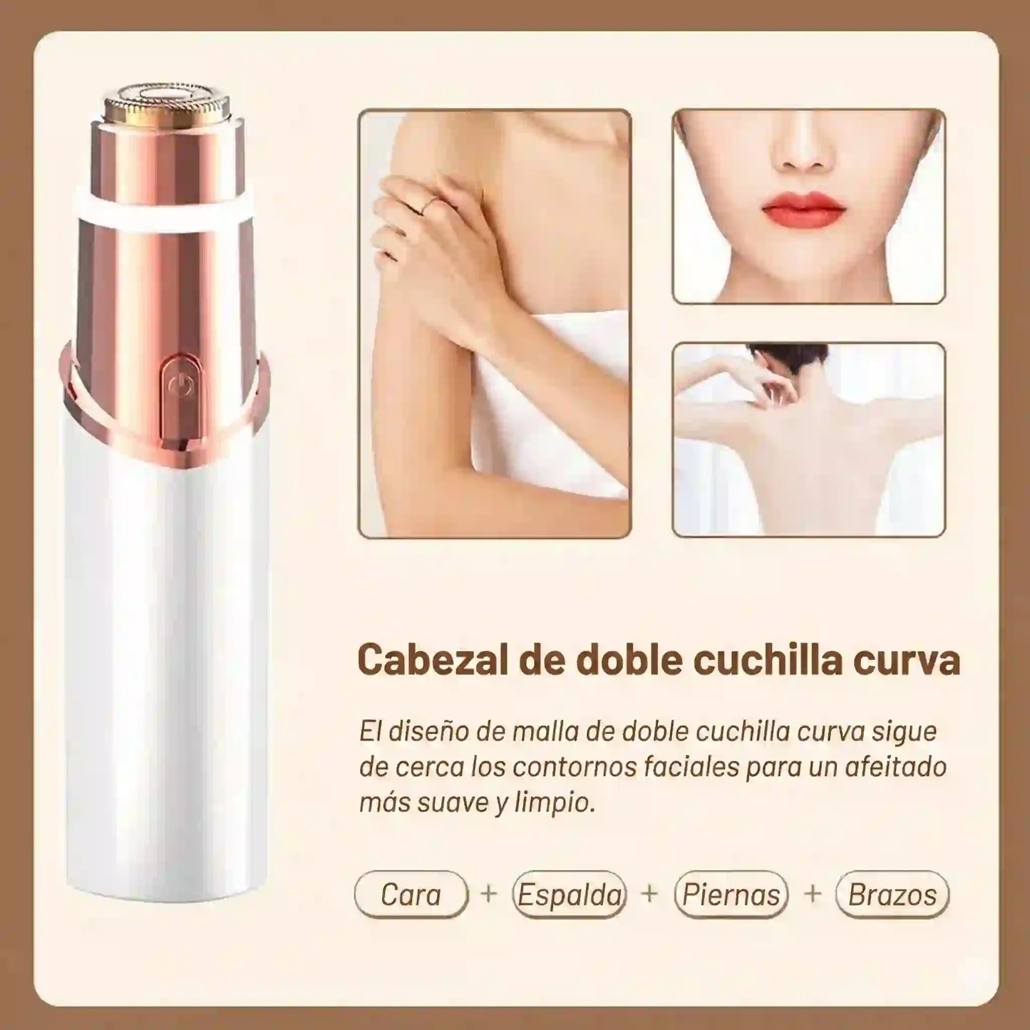 Depiladora Facial KAPHIO 2 en 1: Piel de Porcelana Sin Dolor ni Irritación al Instante