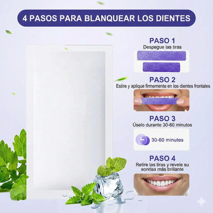 Luxsmile Non Peroxide –  28 Pares de Tiras blanqueadoras dentales Moradas, 3 veces mas efectivas que las transparentes