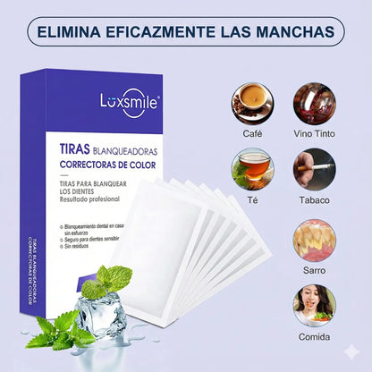 Luxsmile Non Peroxide –  28 Pares de Tiras blanqueadoras dentales Moradas, 3 veces mas efectivas que las transparentes