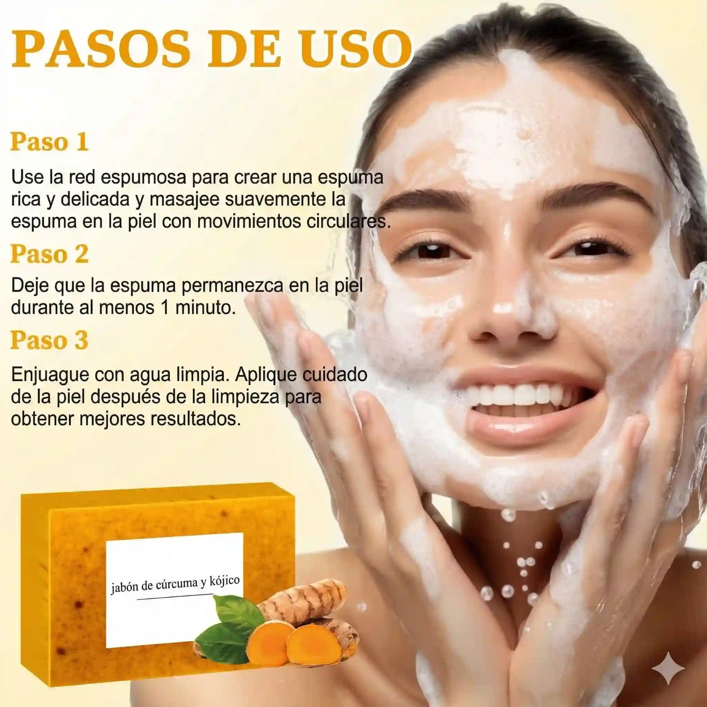 Jabón de Cúrcuma Natural (100 gramos): Tu Aliado Diario para una Piel Radiante y Uniforme (Incluye Bolsita de tela)