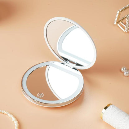 Espejo LED Compacto Recargable con Aumento 5X - Edición de Lujo